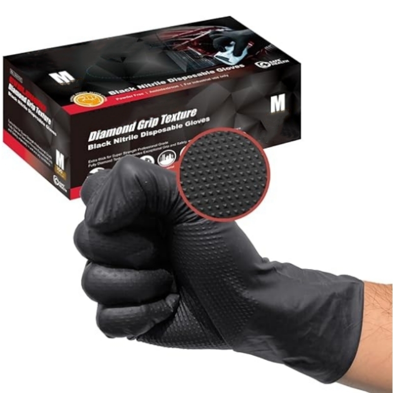 Disposable Gloves Nitrile - 8 Mil Ağır Hizmet Tipi Siyah