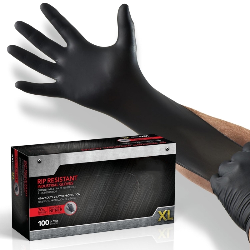 Disposable Gloves Nitrile - 100 adet siyah nitril eldiven tek