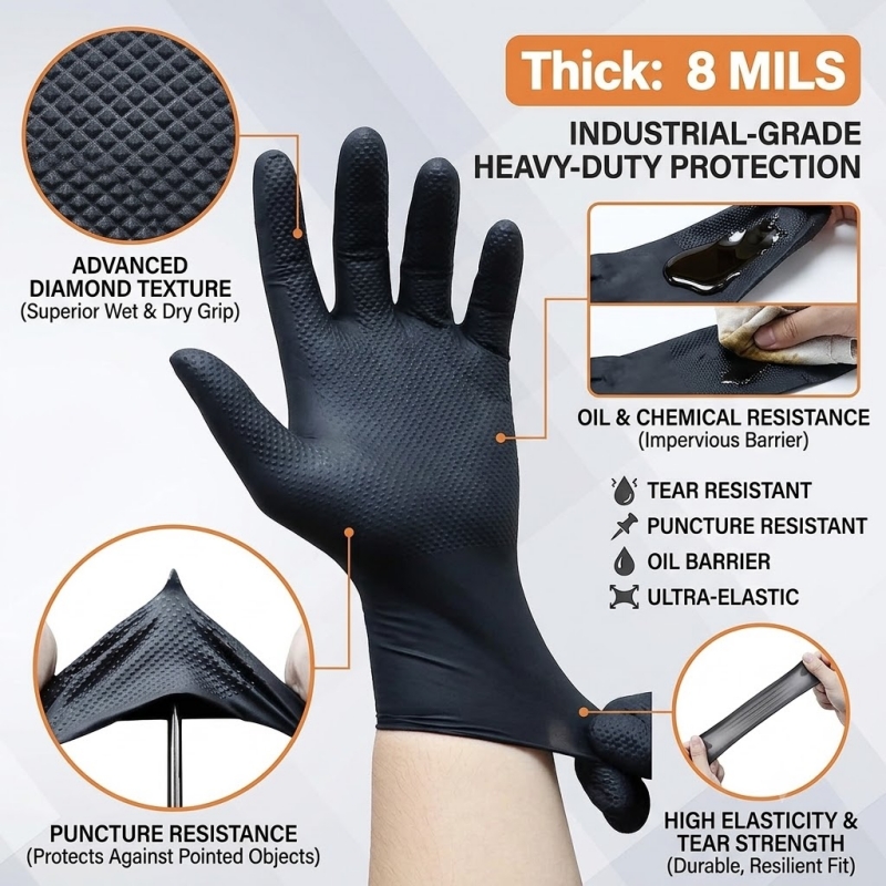 Ağır Hizmet Tipi Siyah Endüstr - Disposable Gloves Nitrile incelemesi ve fiyatı